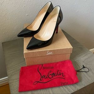 Authentic Christian Louboutin Pigalle 85mm Patent Black Leather Heels size 37.5